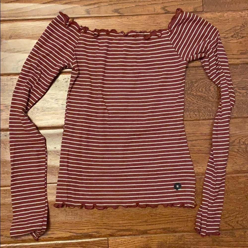 NWT maroon and white striped top - Picture 1 of 2